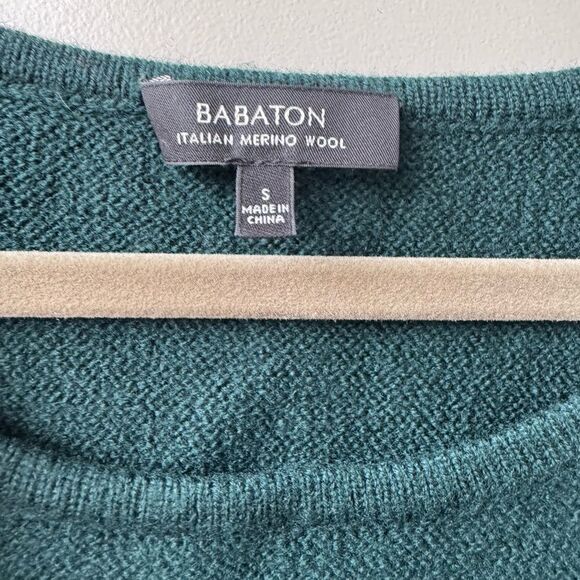 Aritzia Babaton Italian Merino Wool Longsleeve Sweater Pullover Sz S Dark Green - Picture 3 of 7
